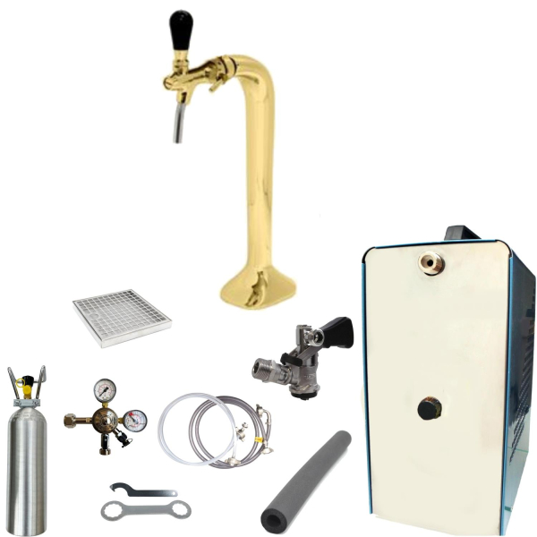 Bier Zapfanlage 35 L/h SET 1-leitig Schanksäule Cobra Gold Zapfkopf Korb 2kg CO2