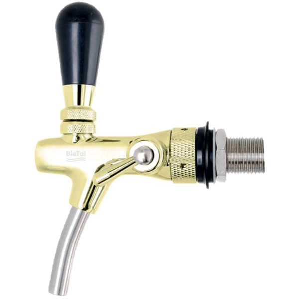 BieTal® Kompensatorhahn Schankhahn Zapfhahn Einstellbarer Bierhahn mit Schaumtaste - vergoldet - 35mm