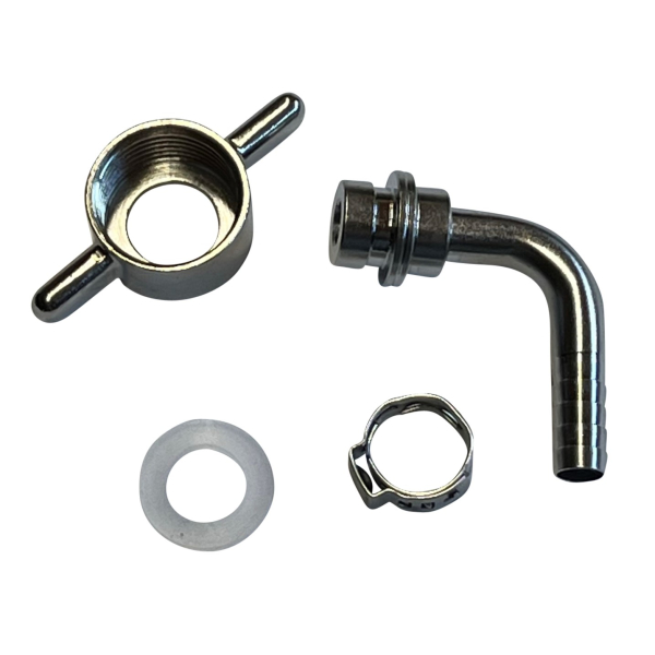 Schlauchtüllen SET Anschlußset Bier 5/8 Zoll Flügelmutter Tülle gebogen Edelstahl 7mm