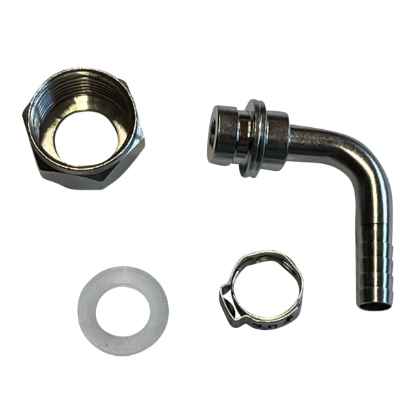 Schlauchtüllen Anschlußset Bier 5/8 Zoll 6-Kant Mutter Tülle gebogen Edelstahl 10mm