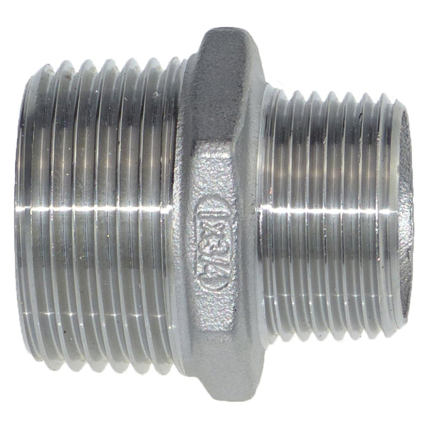 Edelstahl Doppelnippel Reduziernippel Fitting - AG 1 Zoll auf 3/8 Zoll