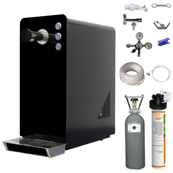 Tafelwasseranlage BieTal® BT-15 SET Wassersprudler Sprudelwasser schwarz mit Filter