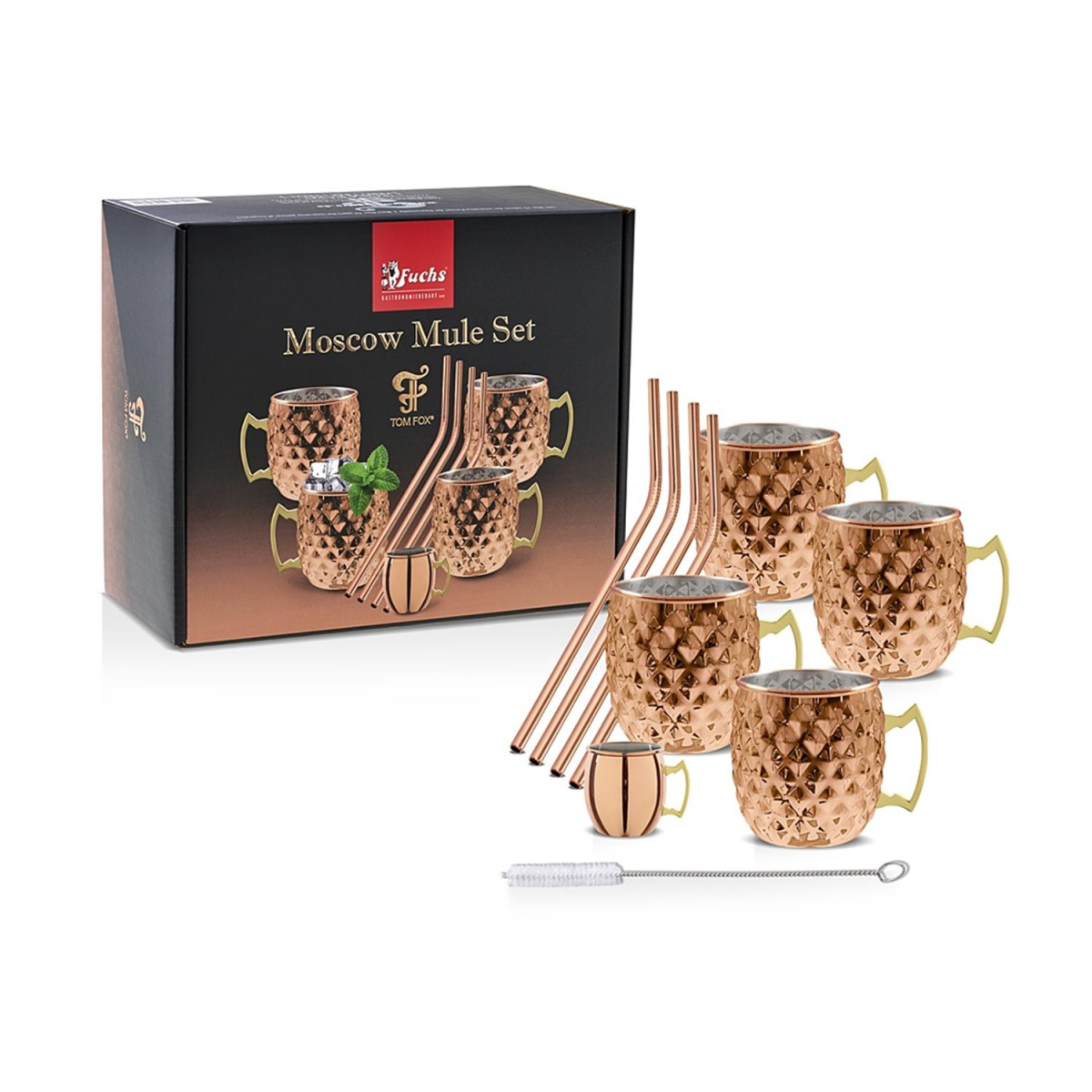 Moscow Mule tazze in rame – 530 ml con cannucce di rame – Tazza in acciaio inox con rivestimento esterno in rame – per bere tazza set casa, cucina, bar, bevande aiuta