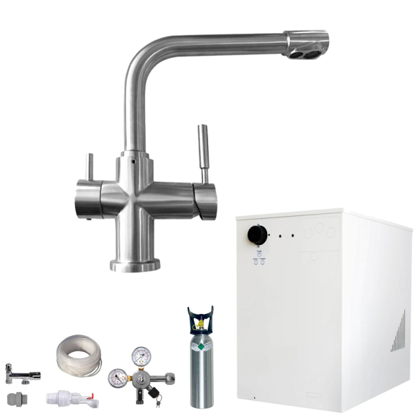 Wassersprudler BieTal® BT-30U Sprudelwassergerät 3-Wege L Hahn Edelstahl 2Kg CO2