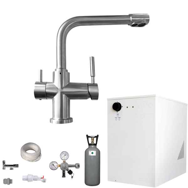 Wassersprudler BieTal® BT-30U Sprudelwassergerät 3-Wege L Hahn Edelstahl 6Kg CO2