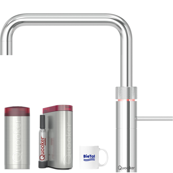 Quooker Wasserhahn Fusion Square verchromt COMBI & gekühltes sprudelndes Wasser CUBE