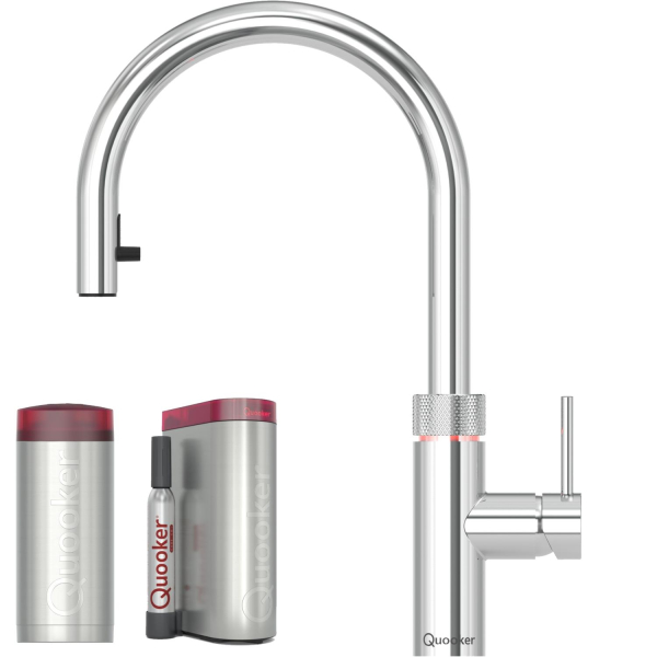Quooker Flex verchromt glänzend & COMBI+ Heißwasser & CUBE Sprudelwasser