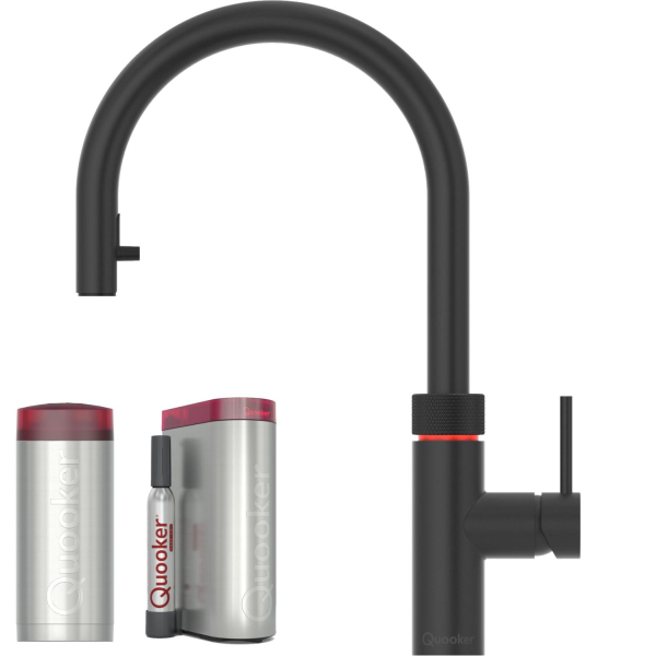 Quooker Flex schwarz & COMBI+ Heißwasser & CUBE Sprudelwasser