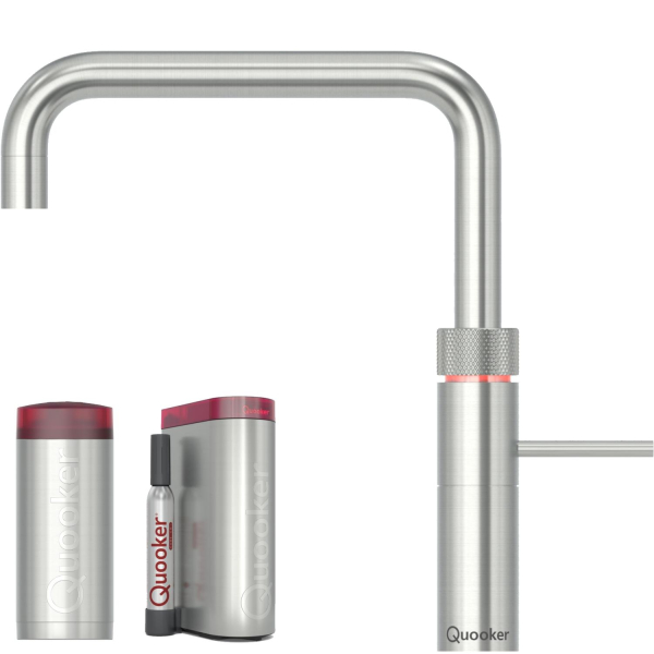 Quooker Fusion Square Voll-Edelstahl & COMBI+ Heißwasser & CUBE Sprudelwasser