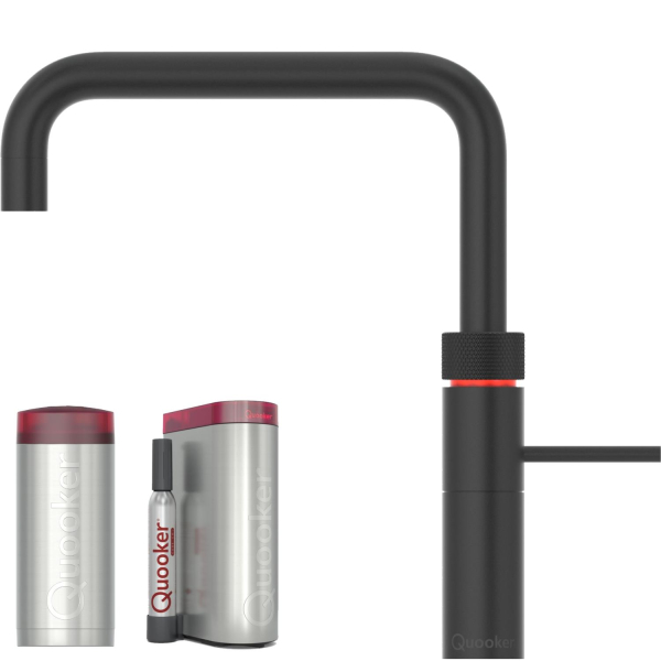 Quooker Fusion Square schwarz & COMBI+ Heißwasser & CUBE Sprudelwasser