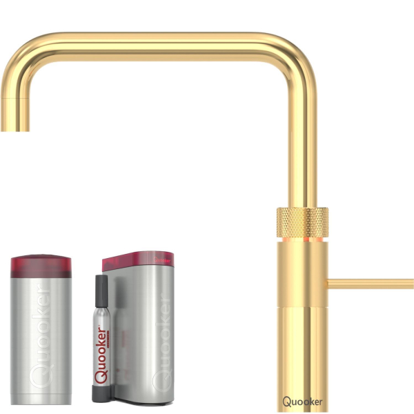 Quooker Fusion Square gold & COMBI+ Heißwasser & CUBE Sprudelwasser