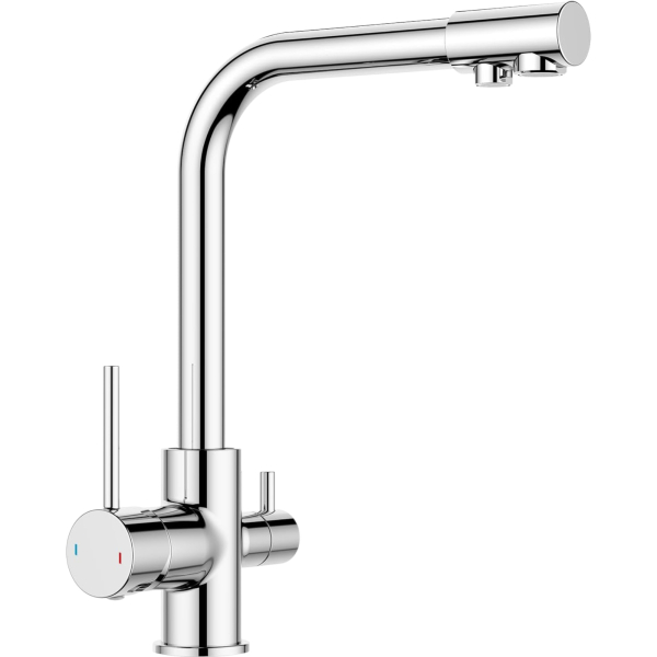 Wasserhahn Küche Mischbatterie BieTal® BT-365 3-Wege L-Aus Messing Chrom poliert