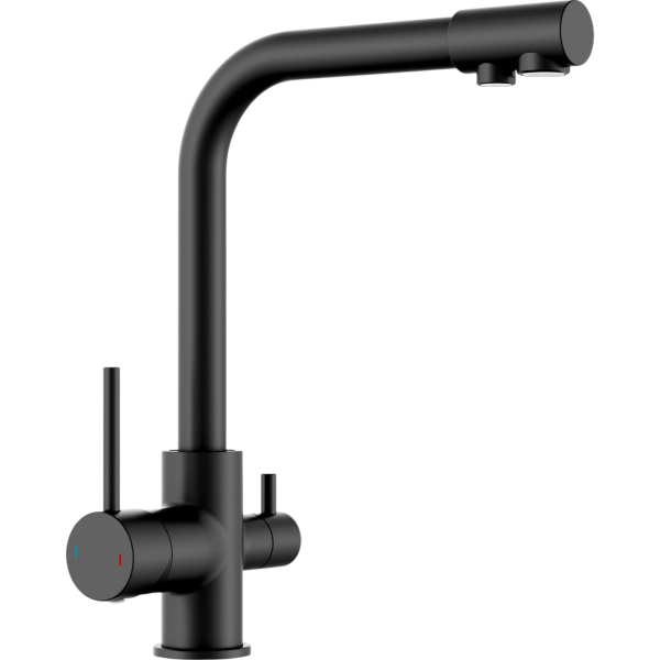 Wasserhahn Küche Mischbatterie BieTal® BT-365 3-Wege L-Aus Messing Schwarz Matt