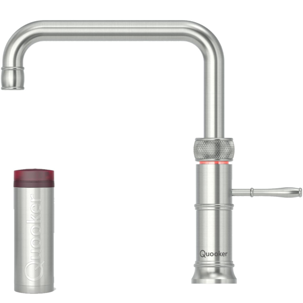 Quooker Classic Fusion Square Voll Edelstahl mit kochendes Wasser Reservoire PRO3