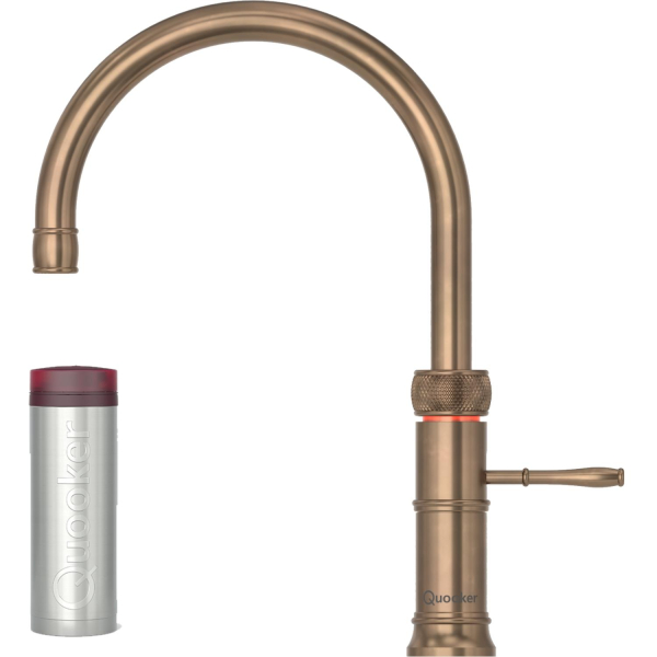 Quooker Classic Fusion Round Messing Patina mit kochendes Wasser Reservoire PRO3