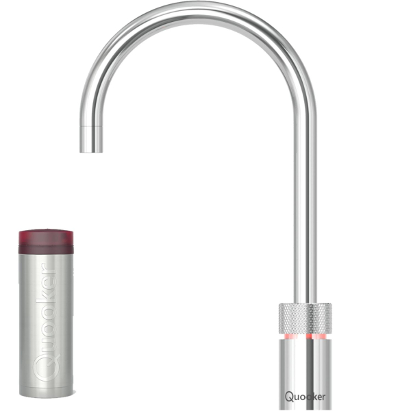 Quooker Nordic Round single tap verchromt glänzend mit kochendes Wasser Reservoire PRO3