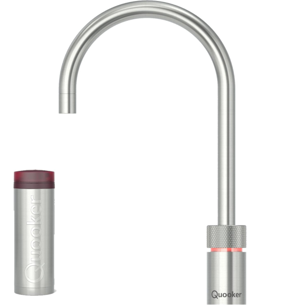 Quooker Nordic Round single tap Voll Edelstahl mit kochendes Wasser Reservoire PRO3
