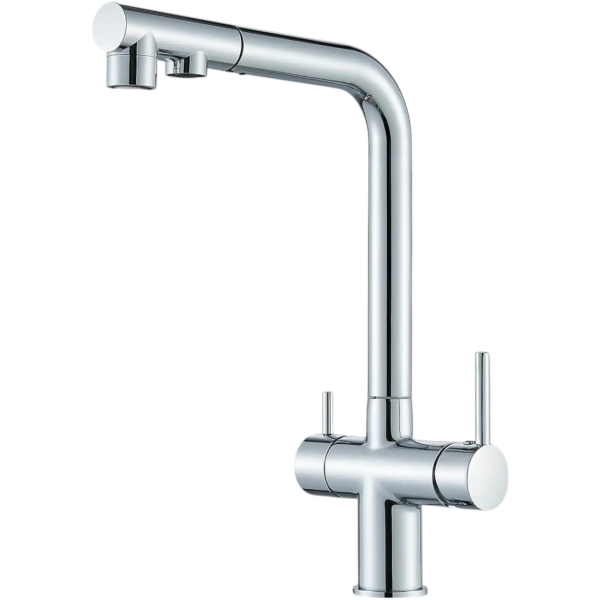 Wasserhahn Spültischarmatur Chrom BieTal® BT-300 3-Wege L-Auslauf ausziehbar