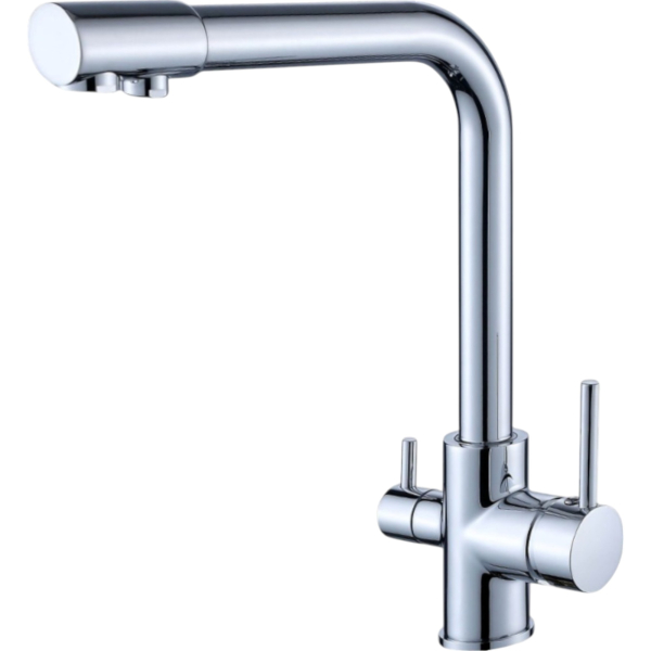 Wasserhahn Spültischarmatur Mischbatterie BieTal® BT-301 3-Wege L-Auslauf Chrom