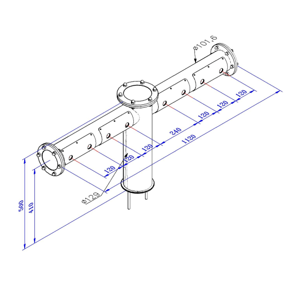 Schanksäule Doppelausleger - Industrie Design - Edelstahl gebürstet - 8-leitig