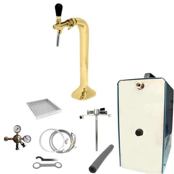 Bier Zapfanlage 60 L/h SET 1-leitig - Schanksäule Cobra Gold - Adapter 5 Liter Dosen
