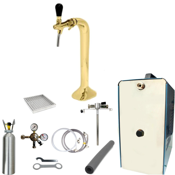 Bier Zapfanlage 60 L/h SET 1-leitig Schanksäule Cobra Gold Adapter 5 Liter 2kg CO2