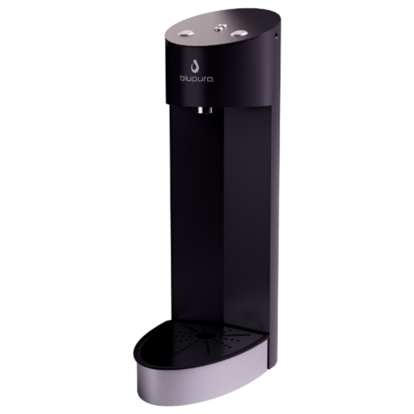 Tafelwasser Schanksäule blupura BluTower Black Edelstahl 3-leitig & Tropfschale