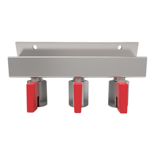 CO2 Wandverteiler Gasverteiler mit Absperrventil 3-leitig 1/4 Zoll Innengewinde