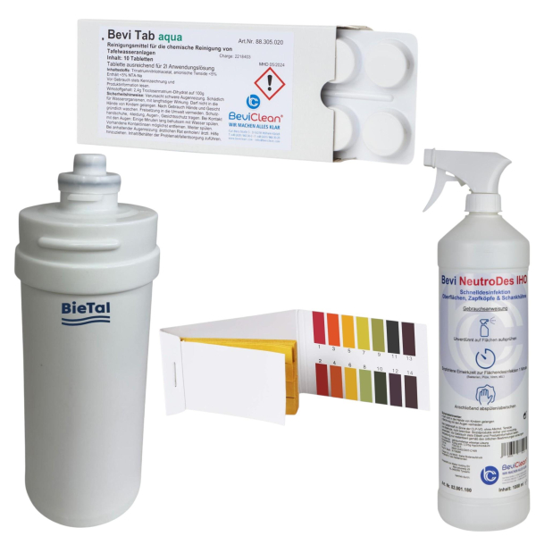 BieTal® Reinigungsset Tafelwasser Sprudelwasseranlage Reinigungspatrone Kunststoff