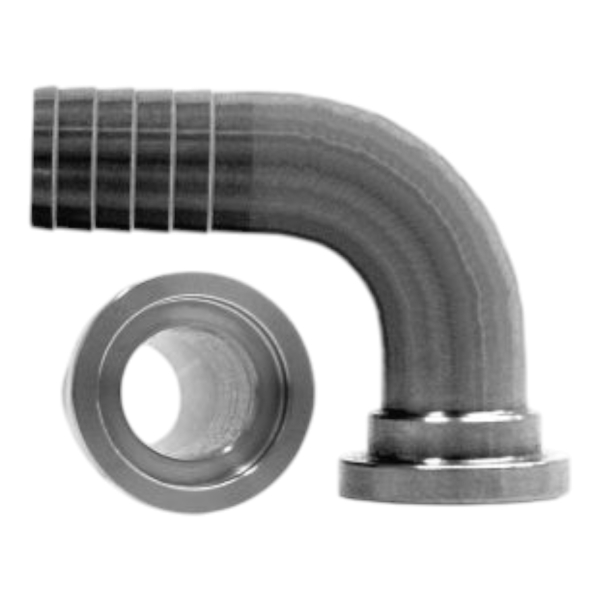 TDS® 10 mm Bier CO2 Tülle 90 Grad gebogen Schlauchtülle Biertülle Edelstahl V2A