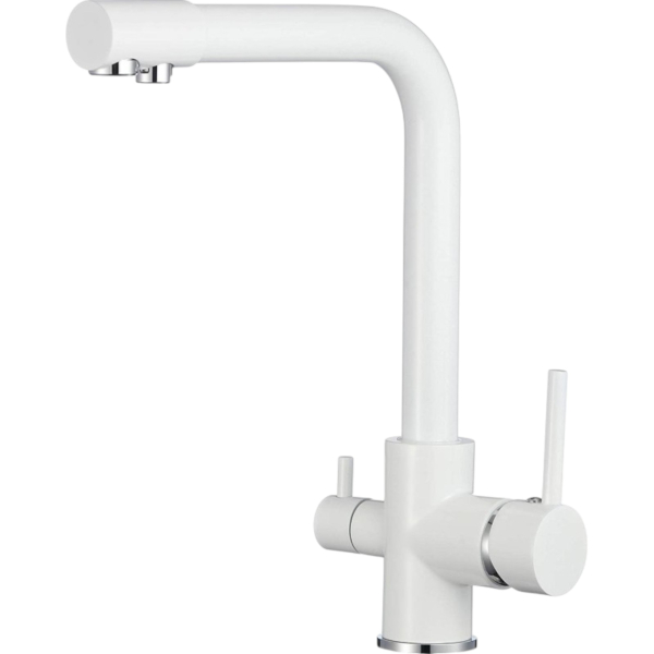 Wasserhahn Spültischarmatur Mischbatterie BieTal® BT-301 3-Wege L-Auslauf weiss