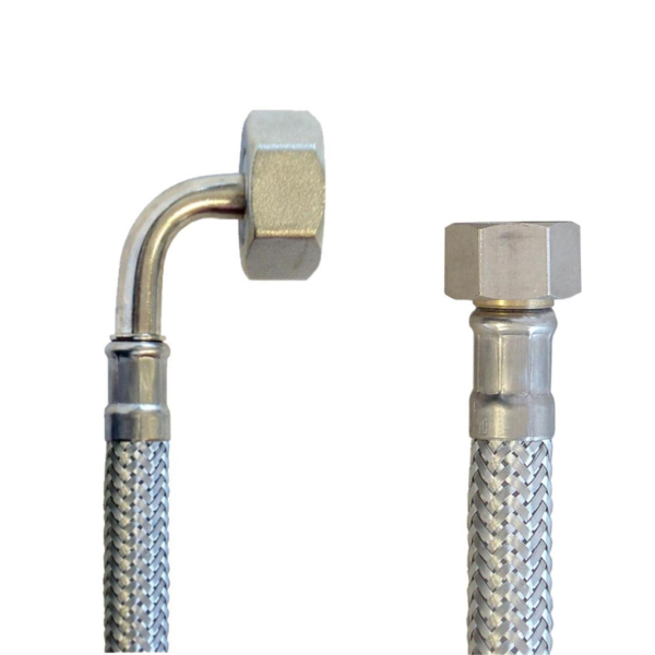 Flex Wasser Sanitär Gewebe Schlauch 3/4 Zoll gebogen 3/8 Zoll gerade DN8 IG 100cm