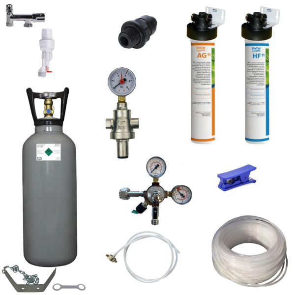 Anschlußpaket Sprudel Tafel Wasser Anlagen Geräte Auftisch Ultra Filter & 6Kg CO2
