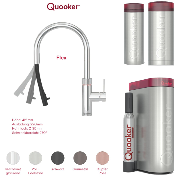 KONFIGURATOR - Quooker Flex Round Wasserhahn ausziehbar zum konfigurieren als Komplettset