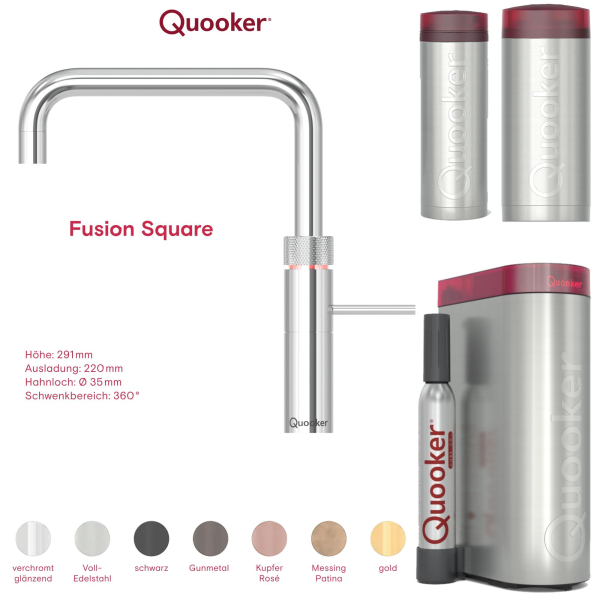 KONFIGURATOR - Quooker Fusion Square Wasserhahn zum konfigurieren als Komplettset