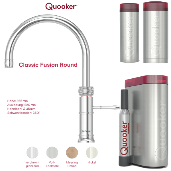 KONFIGURATOR Quooker Classic Fusion Round Wasserhahn zum konfigurieren Komplettset