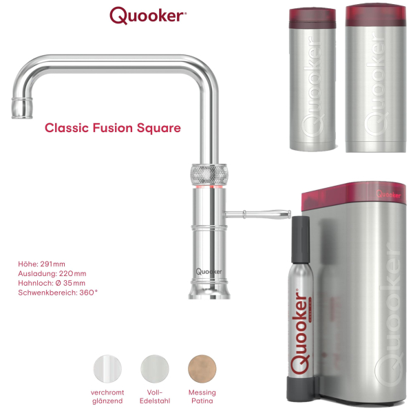 KONFIGURATOR - Quooker Classic Fusion Square Wasserhahn zum konfigurieren als SET
