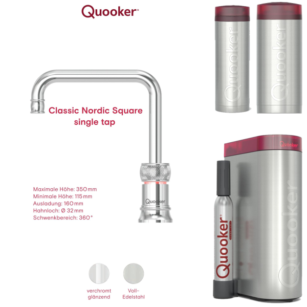 KONFIGURATOR - Quooker Classic Nordic Square single tap Wasserhahn konfigurieren