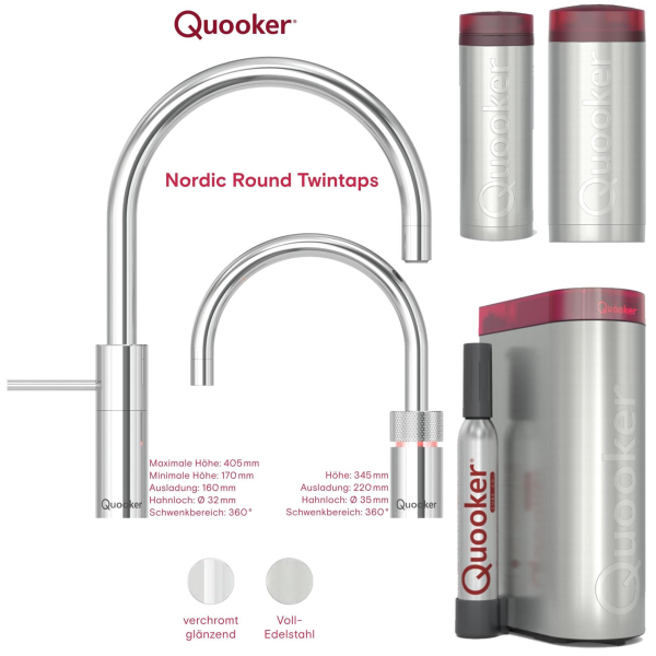 KONFIGURATOR - Quooker Nordic Round Twintaps Wasserhahn zum konfigurieren als SET
