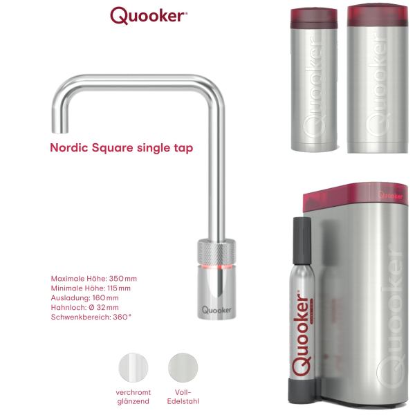 KONFIGURATOR - Quooker Nordic Square single tap Wasserhahn SET zum konfigurieren