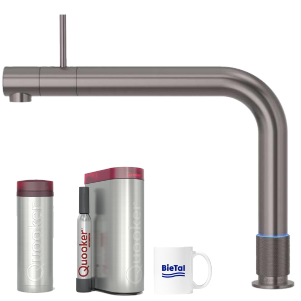 Quooker Wasserhahn Front Gunmetal PRO3 Reservoire Heißwasser CUBE Sprudelwasser