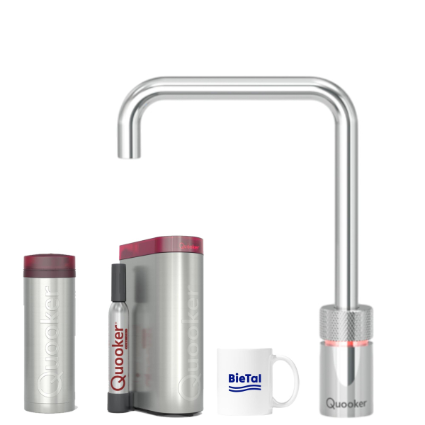 Quooker Wasserhahn Nordic Square single tap verchromt glänzend & PRO3 & CUBE