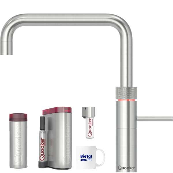 Quooker Wasserhahn Fusion Square Voll Edelstahl & PRO3 & CUBE & CUBE Filter