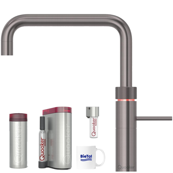 Quooker Wasserhahn Fusion Square Gunmetal & PRO3 Reservoire & CUBE & CUBE Filter
