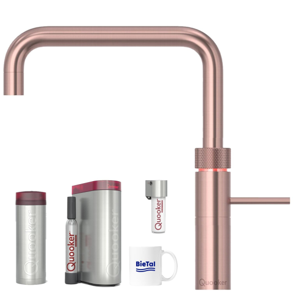 Quooker Wasserhahn Fusion Square Kupfer Rosé PRO3 Reservoire & CUBE & CUBE Filter