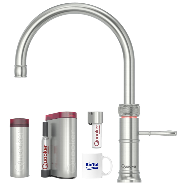 Quooker Wasserhahn Classic Fusion Round Voll Edelstahl PRO3 & CUBE & CUBE Filter