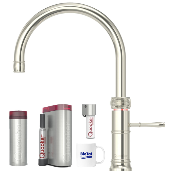 Quooker Wasserhahn Classic Fusion Round Nickel PRO3 & CUBE & Quooker CUBE Filter