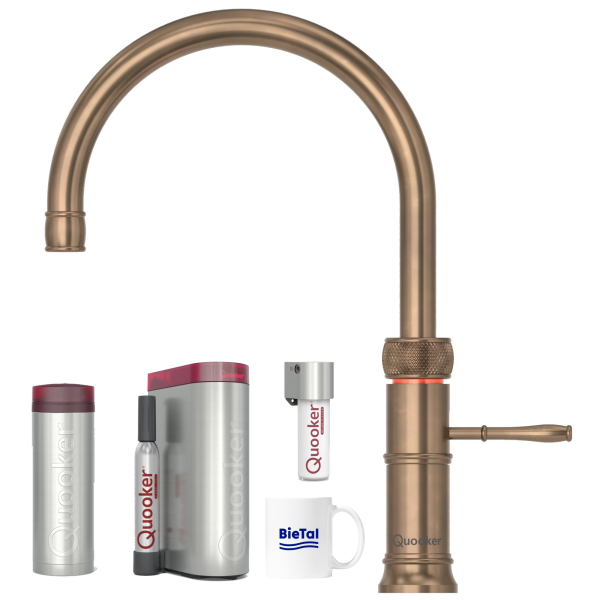 Quooker Wasserhahn Classic Fusion Round Messing Patina PRO3 & CUBE & CUBE Filter