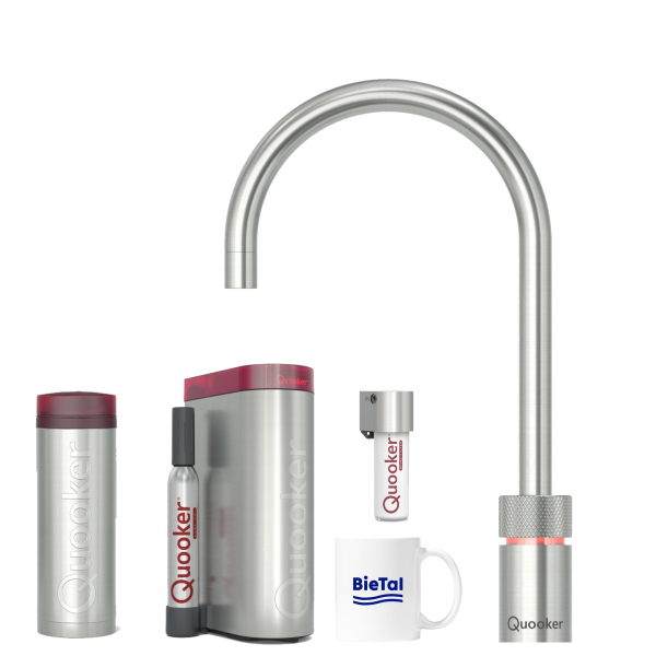 Quooker Wasserhahn Nordic Round single tap Voll Edelstahl PRO3 CUBE CUBE Filter
