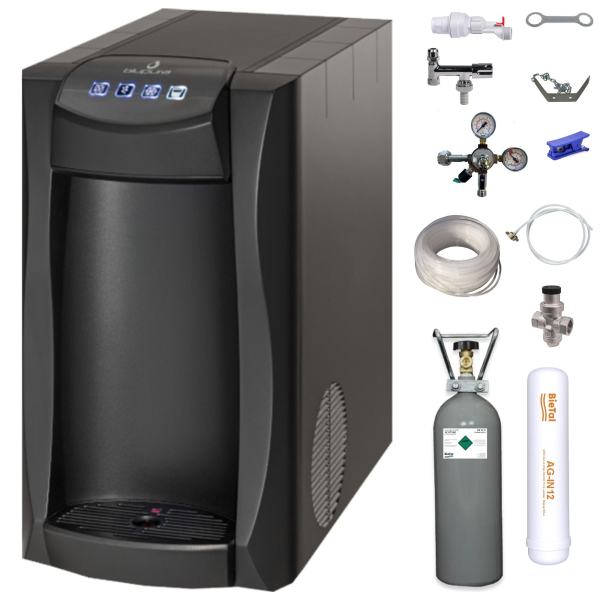 blupura Piccola 15 Fizz schwarz Sprudelwasser Tafelwasser Zapfanlage KOMPLETTSET